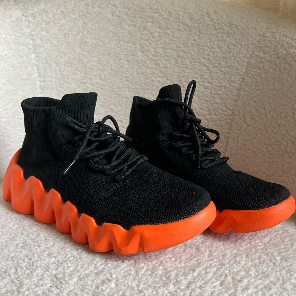 Ankle high Sneakers| black & Orange | 40